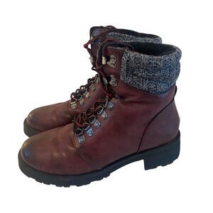 Mia Maylynn Burgundy Combat Style Lace Up Ankle Boots in Ladies Size 8.5 M